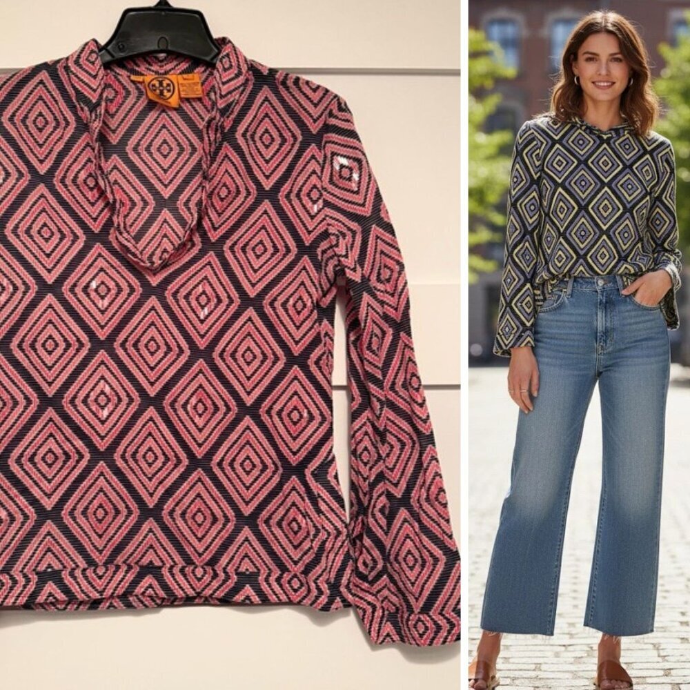 Tory Burch Stephanie Geometric Aztec Tunic Blouse Size 4 - 23125
